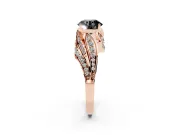 Round Bypass Hidden Halo Engagement Ring Setting for a Black Center | Graduated Pavé | Rose Gold