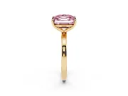 Fancy Pink Asscher Cut and Emerald Cut Toi Moi Ring Set in Yellow gold with Prong Setting