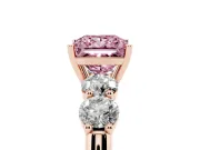 Princess Cut Five Stone Engagement Ring Setting for a Fancy Pink Lab-Grown Diamond | Prong Set Side Stones | Rose Gold