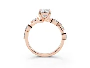 Emerald Cut Twisted Vine Engagement Ring Setting | Marquise Side Stones | Rose Gold