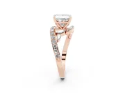 Princess Cut Diamond Solitaire Ring Set in Rose gold with Pavé Twist Band and Secure Prong Setting