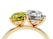 Fancy Yellow Emerald Cut and Emerald Cut Toi Moi Ring Set in Yellow gold with Prong Setting