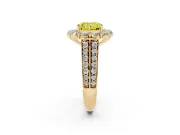 Radiant Cut Large Accent Halo Engagement Ring Setting for a Fancy Yellow Lab-Grown Diamond | Yellow Gold