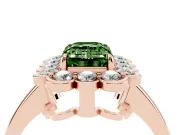 Emerald Cut Scalloped Cluster Halo Engagement Ring Setting for a Fancy Green Lab-Grown Diamond | Plain Band | Rose Gold