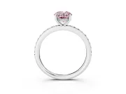 Fancy Pink Oval Cut Diamond Pavé Band Ring Set in Platinum with Prong-Set Center Stone