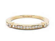 Round Diamond Pavé Bar Station Ring Set in Yellow gold with Channel Setting