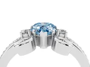 Pear-Shaped Scroll Engagement Ring Setting for a Fancy Blue Lab-Grown Diamond | Sterling Silver