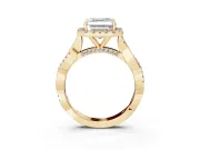 Asscher Cut Halo Engagement Ring Setting | Pavé Twist Band | Yellow Gold