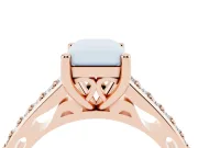 Radiant Cut Graduated Pave Cathedral Solitaire Engagement Ring Setting | Scroll Cut-Outs | Rose Gold
