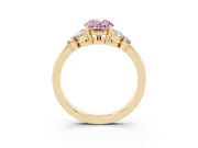 Fancy Pink Oval Cut Diamond Solitaire Floral Ring Set in Yellow gold with Marquise Petals and Prong Setting