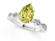 Pear-Shaped Vintage Milgrain Engagement Ring Setting for a Fancy Yellow Lab-Grown Diamond | Platinum