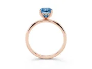Fancy Blue Radiant Cut Diamond Solitaire Engagement Ring Set in Rose gold with Prong Setting and Polished Band