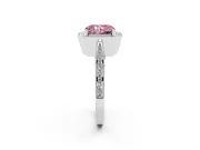 Radiant Cut Milgrain Halo Engagement Ring Setting for a Fancy Pink Lab-Grown Diamond | Side Stones | White Gold