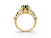Round Vintage Milgrain Engagement Ring Setting for a Fancy Green Lab-Grown Diamond | Hidden Halo | Yellow Gold