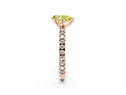 Fancy Yellow Pear Cut Diamond Pavé Band Solitaire Set in Rose gold with Prong Setting