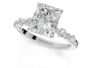 Radiant Cut Pavé Solitaire Engagement Ring Setting | Alternating Accents | Sterling Silver