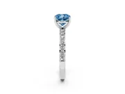 Cushion Cut Pavé Solitaire Engagement Ring Setting for a Fancy Blue Lab-Grown Diamond | Single Row Band | Platinum