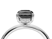 Radiant Cut Hidden Halo Engagement Ring Setting for a Black Center | Thin Plain Band | Platinum