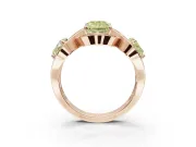 Radiant Cut Three Stone Halo Engagement Ring Setting for a Fancy Yellow Lab-Grown Diamond | Pavé Wave Band | Rose Gold