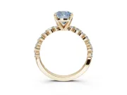 Cushion Cut Pavé Engagement Ring Setting for a Fancy Blue Lab-Grown Diamond | Alternating Accents | Yellow Gold