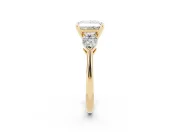 Three-Stone Princess Cut Diamond Ring Set in Yellow gold with Pear Side Stones and Prong Setting
