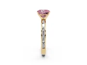 Radiant Cut Channel Set Engagement Ring Setting for a Fancy Pink Lab-Grown Diamond | Yellow Gold
