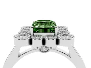 Emerald Cut Halo Engagement Ring Setting for a Fancy Green Lab-Grown Diamond | Sterling Silver - Design NV-24775