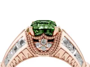 Emerald Cut Vintage Milgrain Engagement Ring Setting for a Fancy Green Lab-Grown Diamond | Hidden Halo | Rose Gold