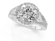 Round Halo Engagement Ring Setting | Pave Split Shank | Platinum