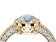 Pear-Shaped Milgrain Halo Engagement Ring Setting for a Fancy Blue Lab-Grown Diamond | Wide Pavé Band | Yellow Gold