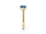 Heart-Shaped Beaded Engagement Ring Setting for a Fancy Blue Lab-Grown Diamond | Yellow Gold
