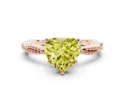Fancy Yellow Heart Cut Diamond Solitaire Ring Set in Rose gold with Twisted Band and Bead Prong Setting