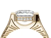 Asscher Cut Vintage Cathedral Engagement Ring Setting | Carved Band | Yellow Gold