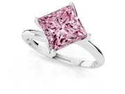 Princess Cut Bypass Solitaire Engagement Ring Setting for a Fancy Pink Lab-Grown Diamond | Plain Band | Sterling Silver