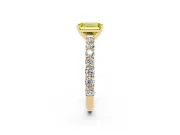 Emerald Cut Shared Prong Engagement Ring Setting for a Fancy Yellow Lab-Grown Diamond | Yellow Gold
