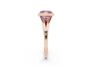 Fancy Pink Bezel Set Princess Cut Diamond Solitaire Ring Set in Rose gold with Tapered Band