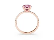 Round Petite Pavé Solitaire Engagement Ring Setting for a Fancy Pink Lab-Grown Diamond | Slim Band | Rose Gold