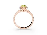 Fancy Yellow Marquise Cut Diamond Halo Ring Set in Rose gold with Twisted Band and Prong Setting