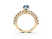 Radiant Cut Shared Prong Engagement Ring Setting for a Fancy Blue Lab-Grown Diamond | Yellow Gold
