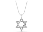 Round Lab-Grown Diamond Pavé Star of David Pendant Necklace | Woven Triangles | White Gold
