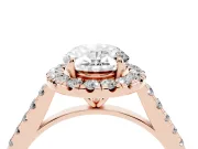 Oval Halo Engagement Ring Setting | Pave Shoulders | Rose Gold