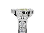 Heart-Shaped Halo Engagement Ring Setting for a Fancy Yellow Lab-Grown Diamond | Side Clusters | Sterling Silver