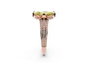 Fancy Yellow Marquise Cut Diamond Pavé Split Shank Solitaire Ring Set in Rose gold with Prong Setting