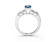 Radiant Cut Five Stone Engagement Ring Setting for a Fancy Blue Lab-Grown Diamond | Plain Band | Sterling Silver