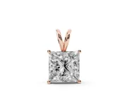 Princess Cut Lab-Grown Diamond Solitaire Pendant | Split Bail | Rose Gold