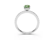 Fancy Green Pear Cut Diamond Pavé Band Ring Set in White gold with Prong-Set Center Stone