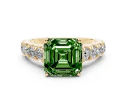 Asscher Cut Engagement Ring Setting for a Fancy Green Lab-Grown Diamond | Yellow Gold - Design NV-24643