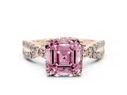 Asscher Cut Twisted Pave Engagement Ring Setting for a Fancy Pink Lab-Grown Diamond | Split Shank | Rose Gold