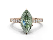 Marquise Pavé Solitaire Engagement Ring Setting for a Fancy Green Lab-Grown Diamond | Crossover Gallery | Rose Gold