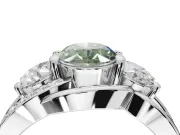 Oval Three Stone Split Shank Engagement Ring Setting for a Fancy Green Lab-Grown Diamond | Matching Sides | White Gold